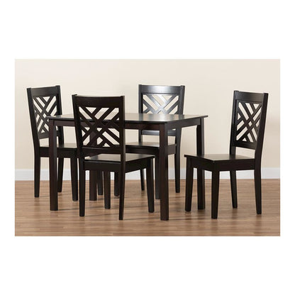 Ani Modern and Contemporary Dark Brown Finished Wood 5-Piece Dining Set