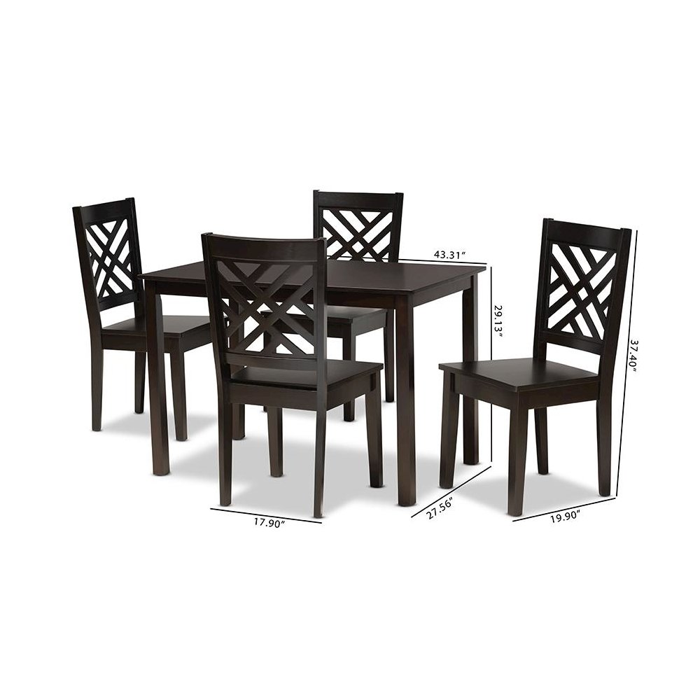 Ani Modern and Contemporary Dark Brown Finished Wood 5-Piece Dining Set