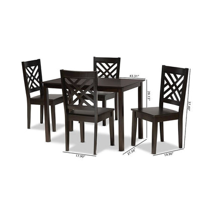 Ani Modern and Contemporary Dark Brown Finished Wood 5-Piece Dining Set