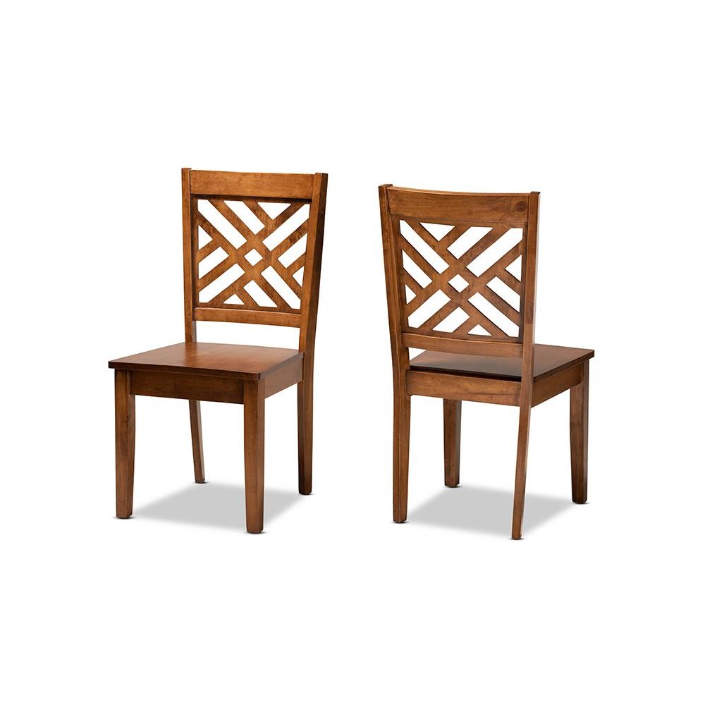 Transitional Walnut Brown Finished Wood 2-Piece Dining Chair Set