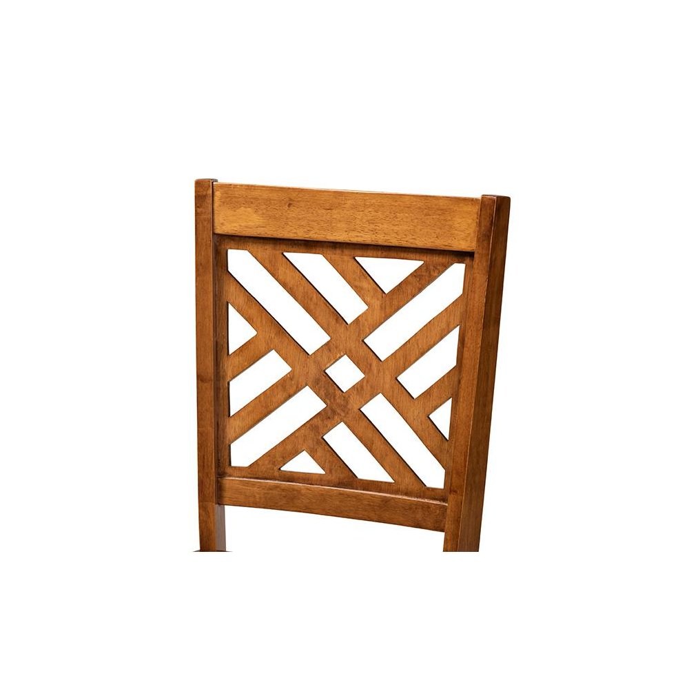 Transitional Walnut Brown Finished Wood 2-Piece Dining Chair Set