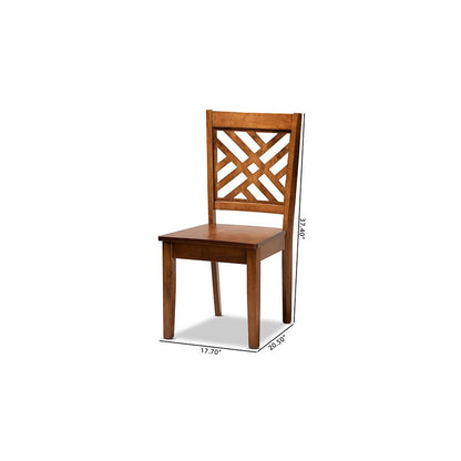 Transitional Walnut Brown Finished Wood 2-Piece Dining Chair Set