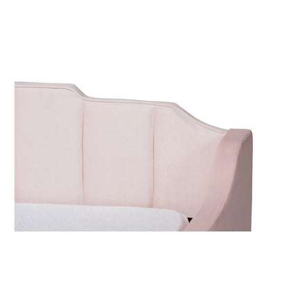 Pink Velvet Fabric Upholstered Full Size Daybed with Trundle
