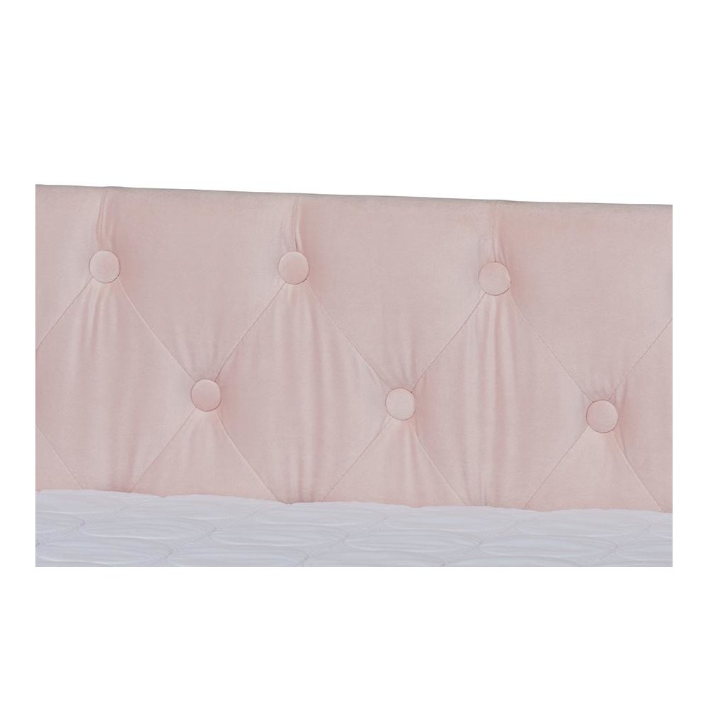 Pink Velvet Fabric Upholstered Full Size Daybed with Trundle