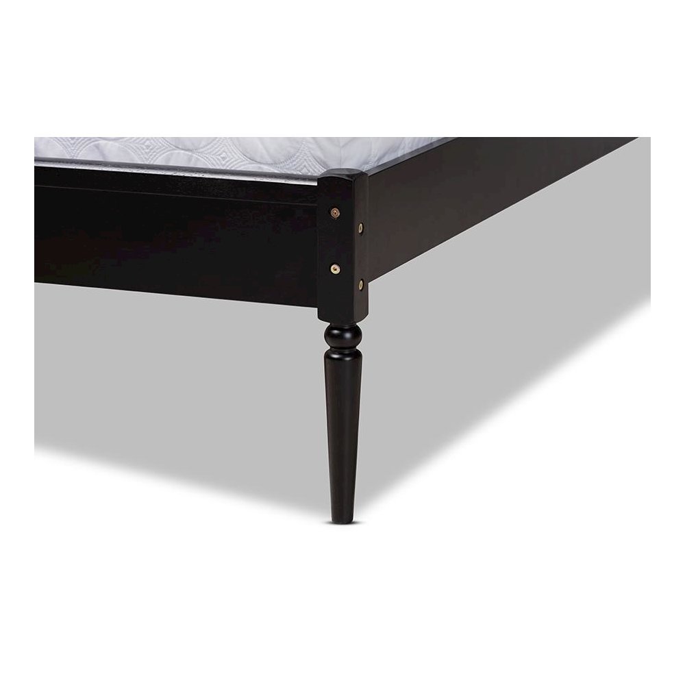 Charcoal Finished Wood and Synthetic Rattan Queen Size Platform Bed