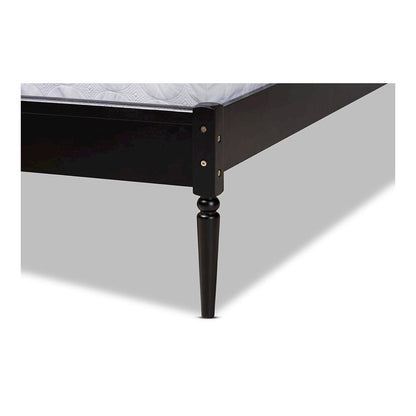 Charcoal Finished Wood and Synthetic Rattan Queen Size Platform Bed