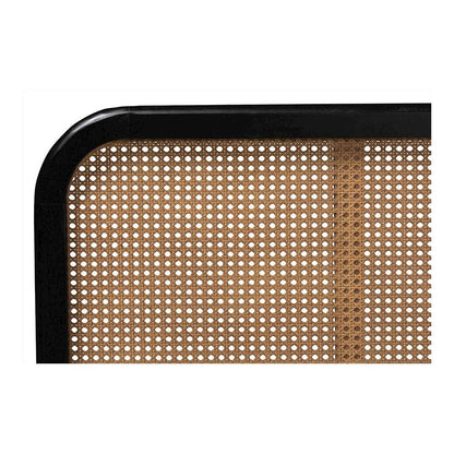 Charcoal Finished Wood and Synthetic Rattan Queen Size Platform Bed