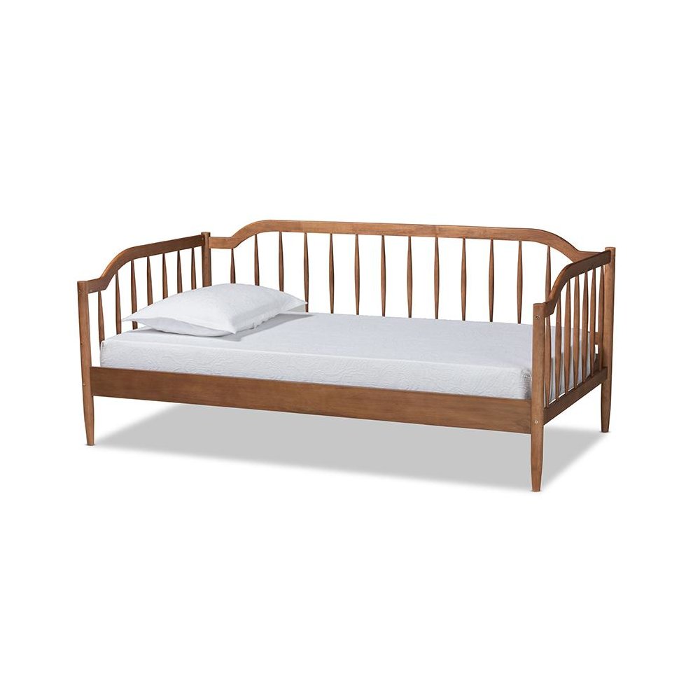 Parson Classic Mid-Century Modern Walnut Brown Finished Wood Twin Size Daybed