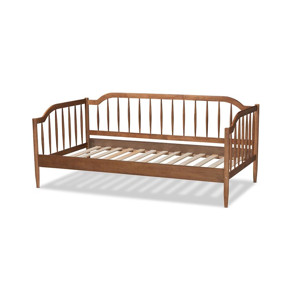 Parson Classic Mid-Century Modern Walnut Brown Finished Wood Twin Size Daybed