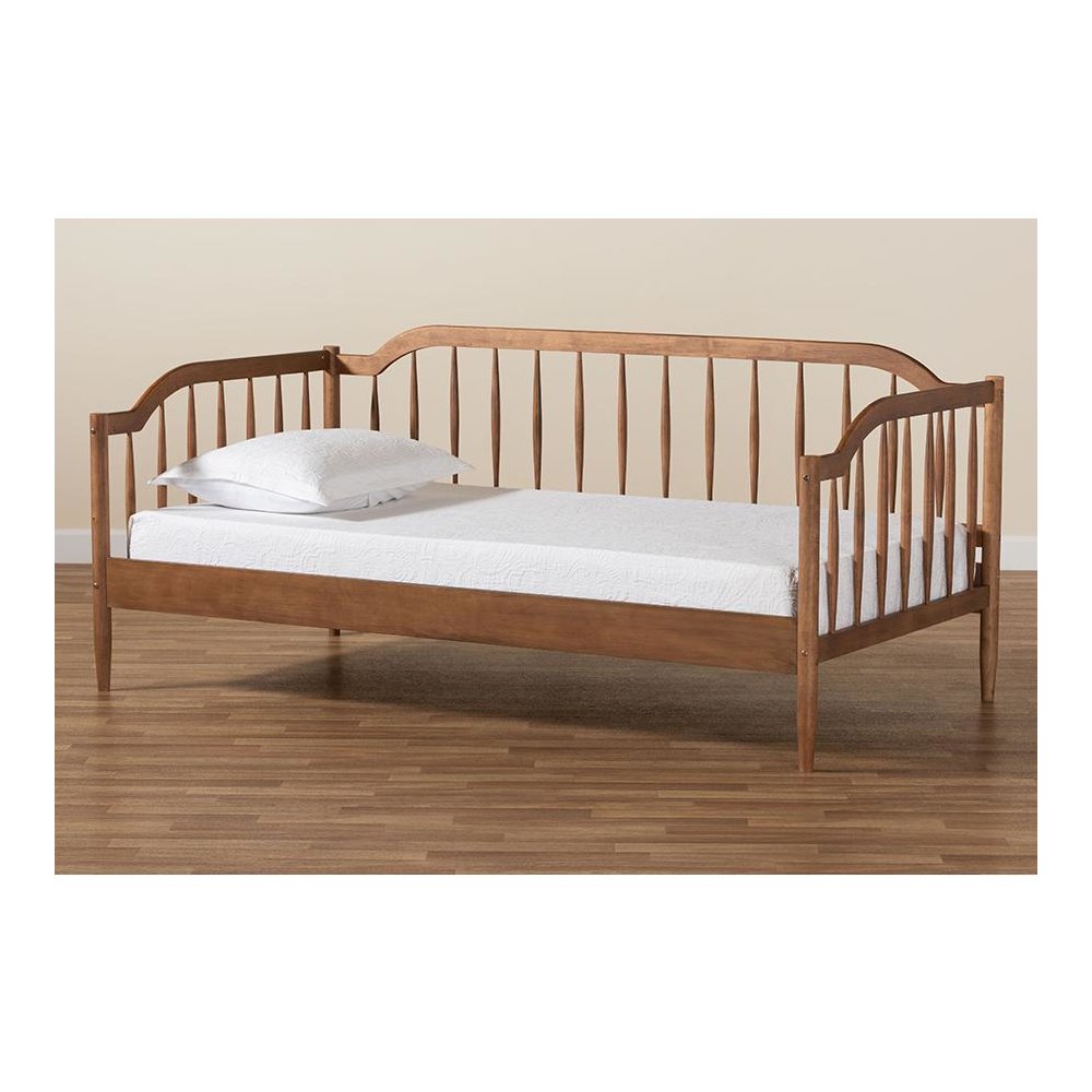 Parson Classic Mid-Century Modern Walnut Brown Finished Wood Twin Size Daybed