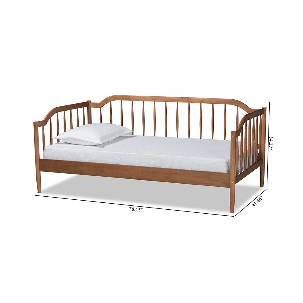 Parson Classic Mid-Century Modern Walnut Brown Finished Wood Twin Size Daybed