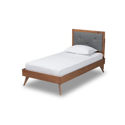 Walnut Brown Finished Wood Twin Size Platform Bed