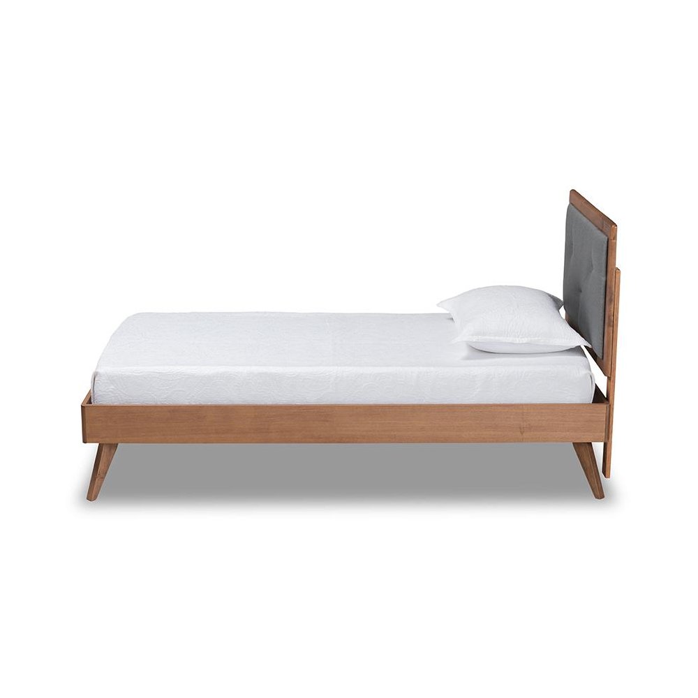 Walnut Brown Finished Wood Twin Size Platform Bed