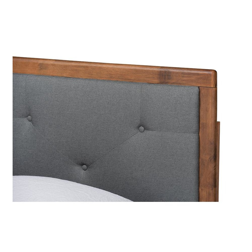 Walnut Brown Finished Wood Twin Size Platform Bed