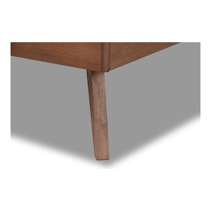 Walnut Brown Finished Wood Twin Size Platform Bed