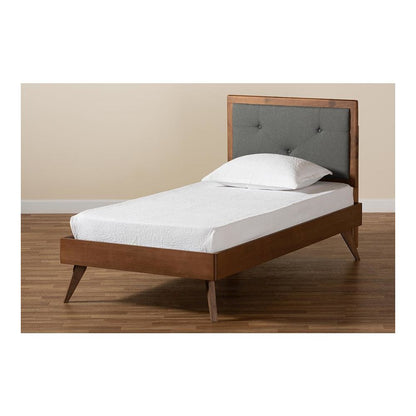 Walnut Brown Finished Wood Twin Size Platform Bed