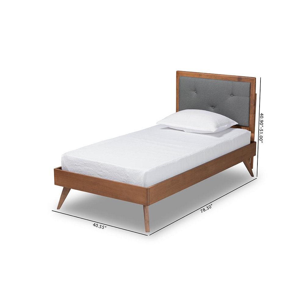Walnut Brown Finished Wood Twin Size Platform Bed