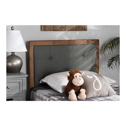 Walnut Brown Finished Wood Twin Size Headboard