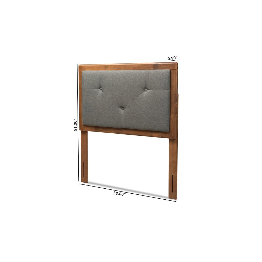 Walnut Brown Finished Wood Twin Size Headboard