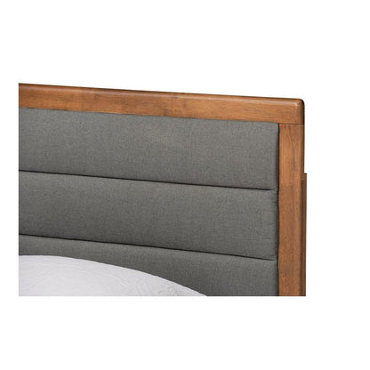 Walnut Brown Finished Wood Twin Size Platform Bed
