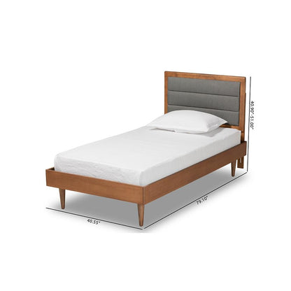 Walnut Brown Finished Wood Twin Size Platform Bed