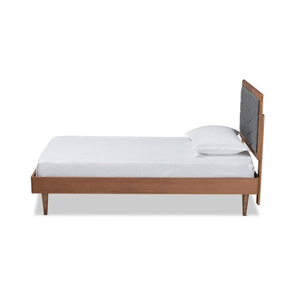 Walnut brown Finished Wood Twin Size Platform Bed