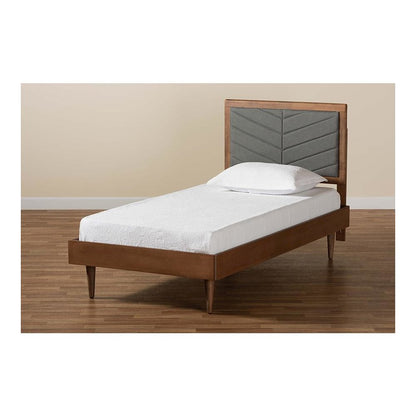 Walnut brown Finished Wood Twin Size Platform Bed