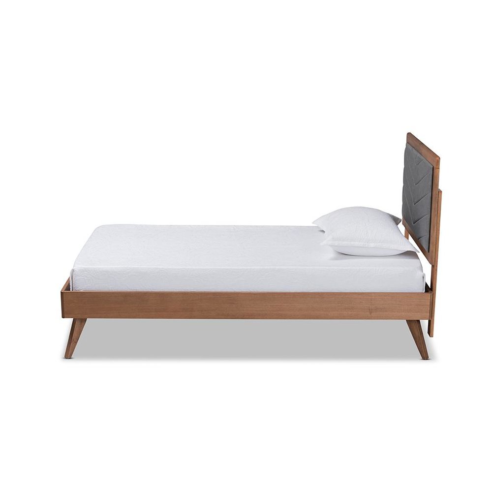 Walnut brown Finished Wood Twin Size Platform Bed