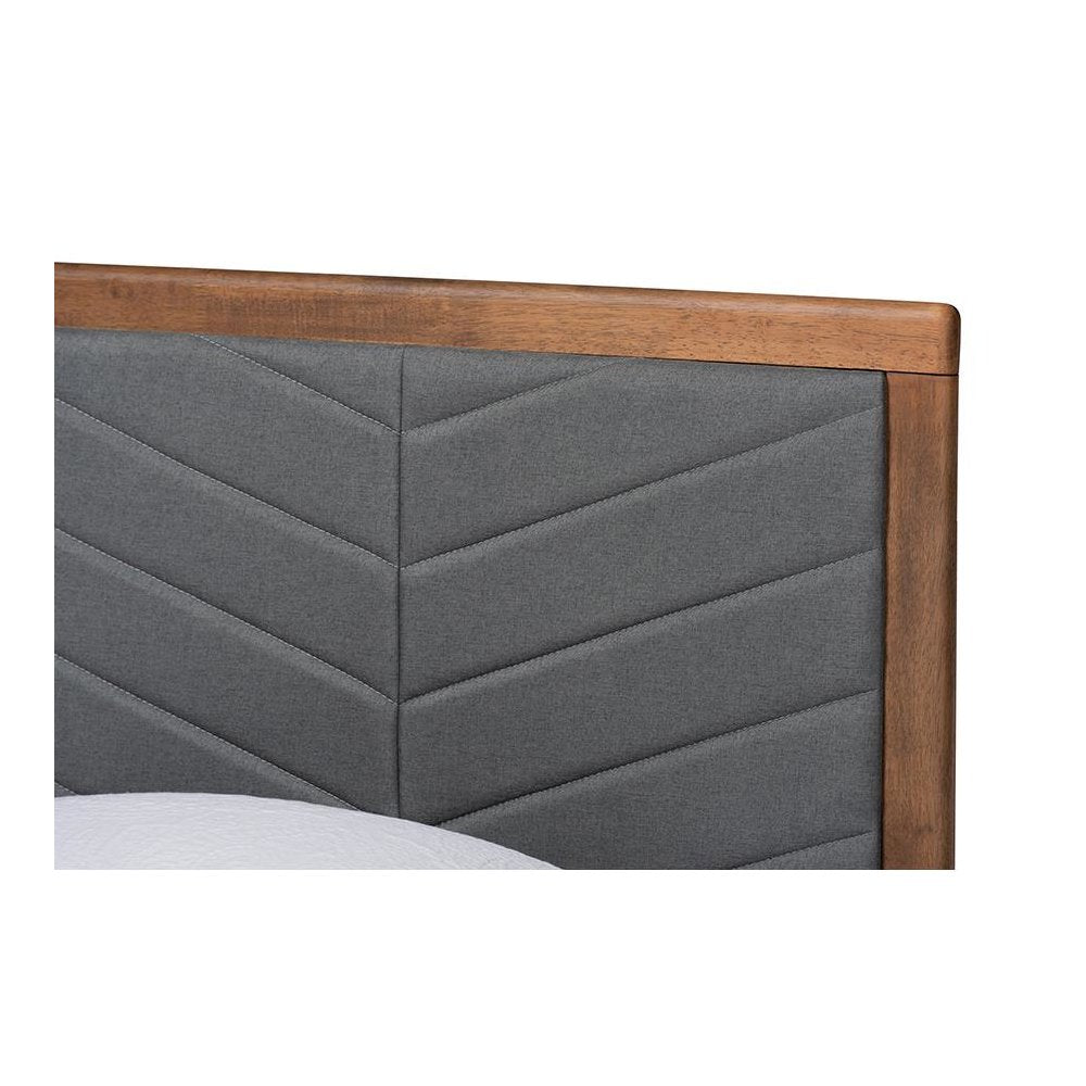 Walnut brown Finished Wood Twin Size Platform Bed