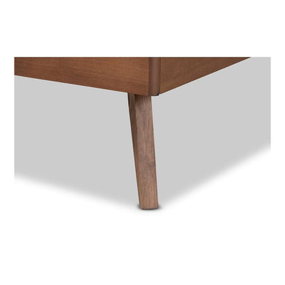Walnut brown Finished Wood Twin Size Platform Bed