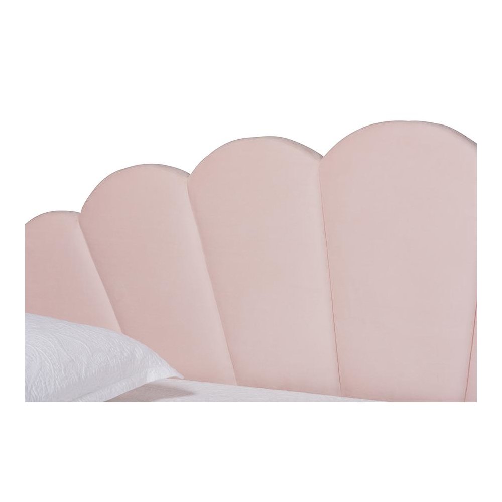 Light Pink Velvet Fabric Upholstered Full Size Daybed with Trundle