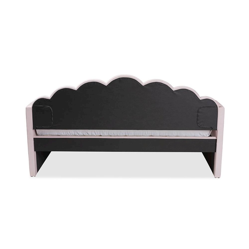 Light Pink Velvet Fabric Upholstered Queen Size Daybed with Trundle