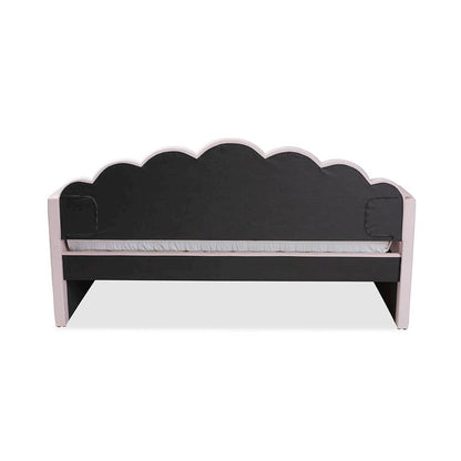 Light Pink Velvet Fabric Upholstered Queen Size Daybed with Trundle