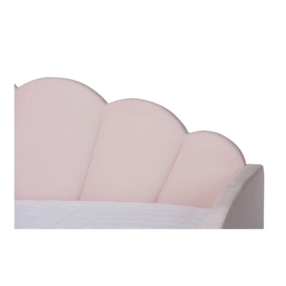 Light Pink Velvet Fabric Upholstered Queen Size Daybed with Trundle