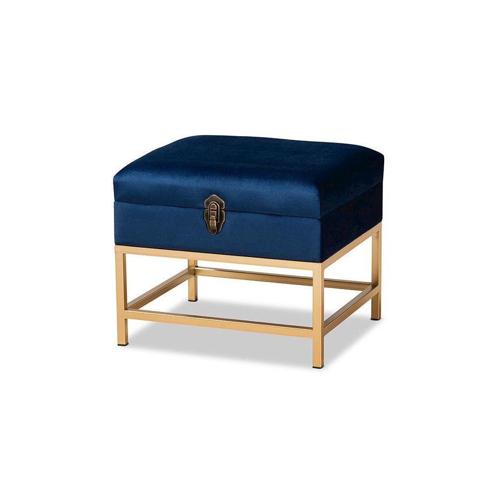 Gold Finished Metal Small Storage Ottoman
