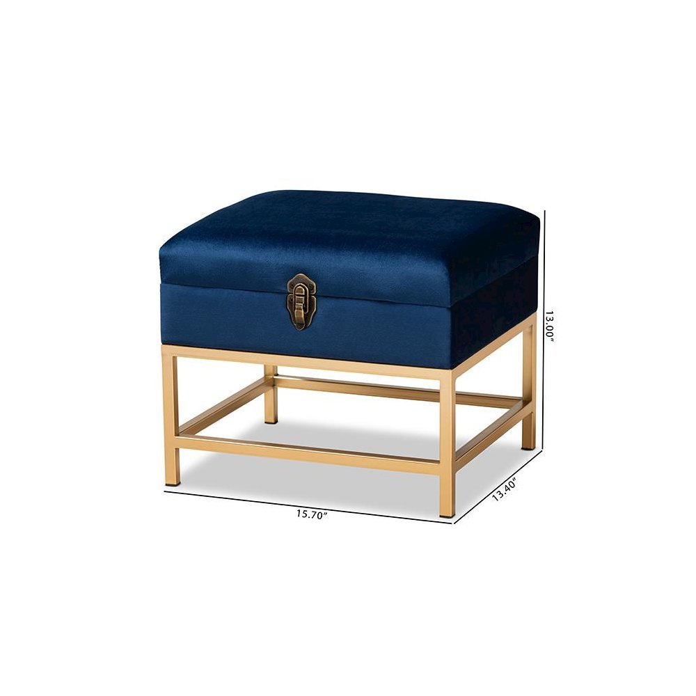 Gold Finished Metal Small Storage Ottoman