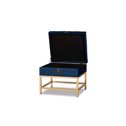 Gold Finished Metal Small Storage Ottoman