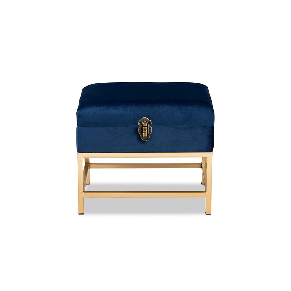 Gold Finished Metal Small Storage Ottoman