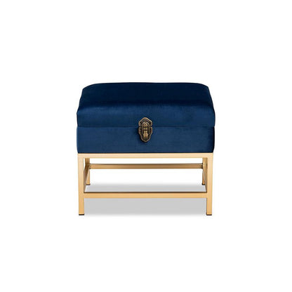 Gold Finished Metal Small Storage Ottoman