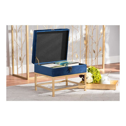 Gold Finished Metal Small Storage Ottoman