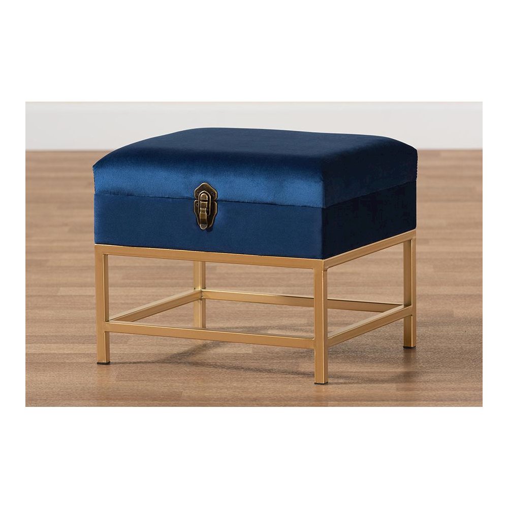 Gold Finished Metal Small Storage Ottoman