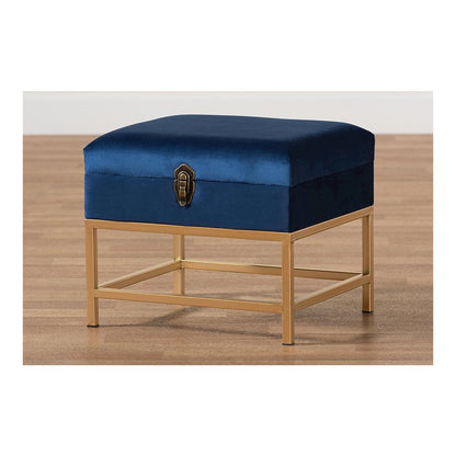 Gold Finished Metal Small Storage Ottoman