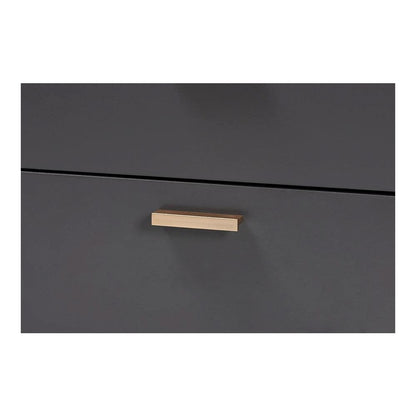 Dark Grey and Gold Finished Wood 2-Drawer Nightstand