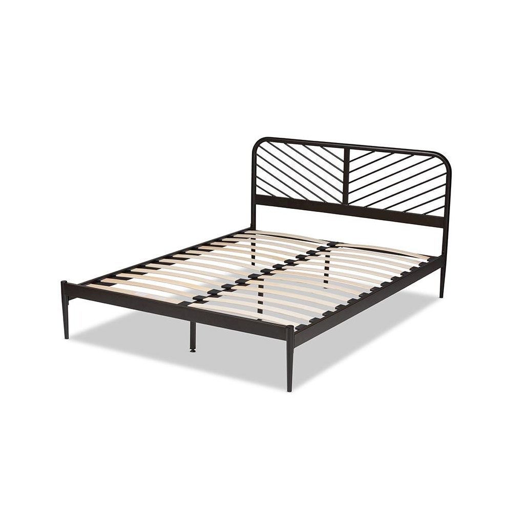 Industrial Black Bronze Metal Queen Size Platform Bed