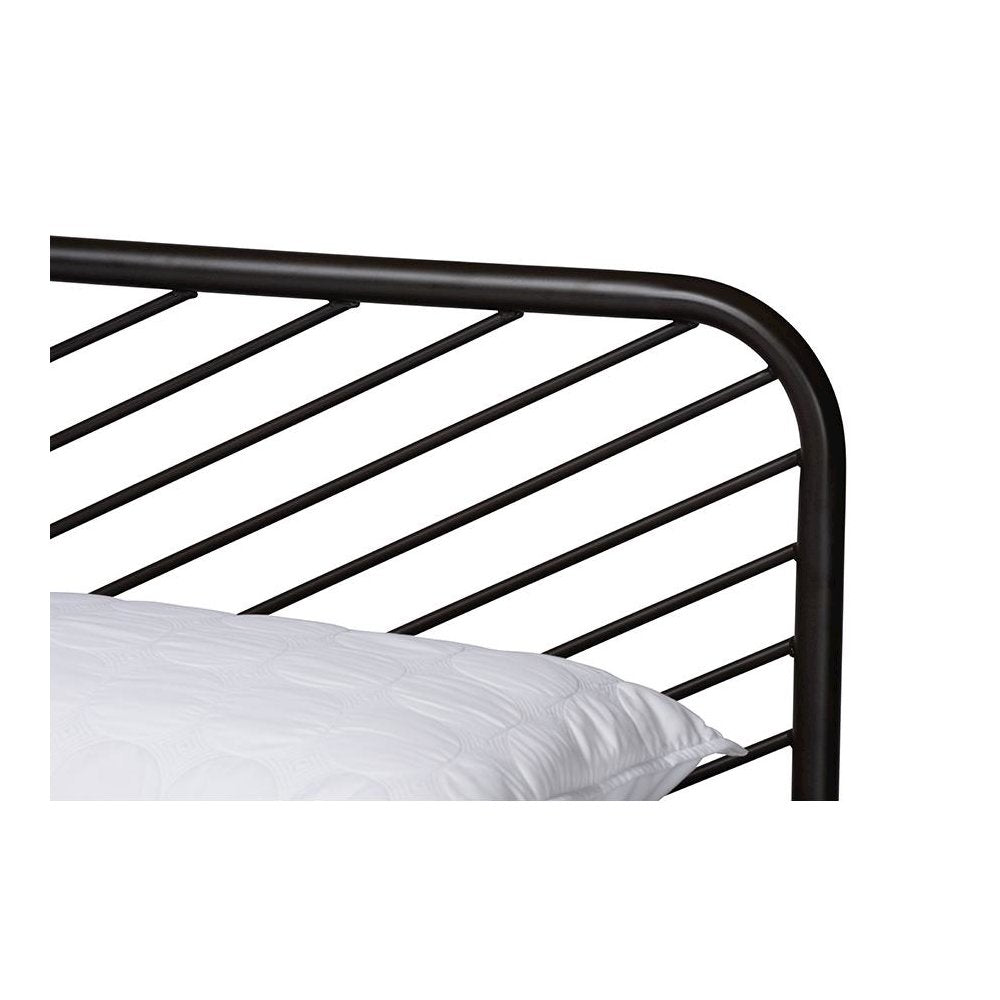 Industrial Black Bronze Metal Queen Size Platform Bed