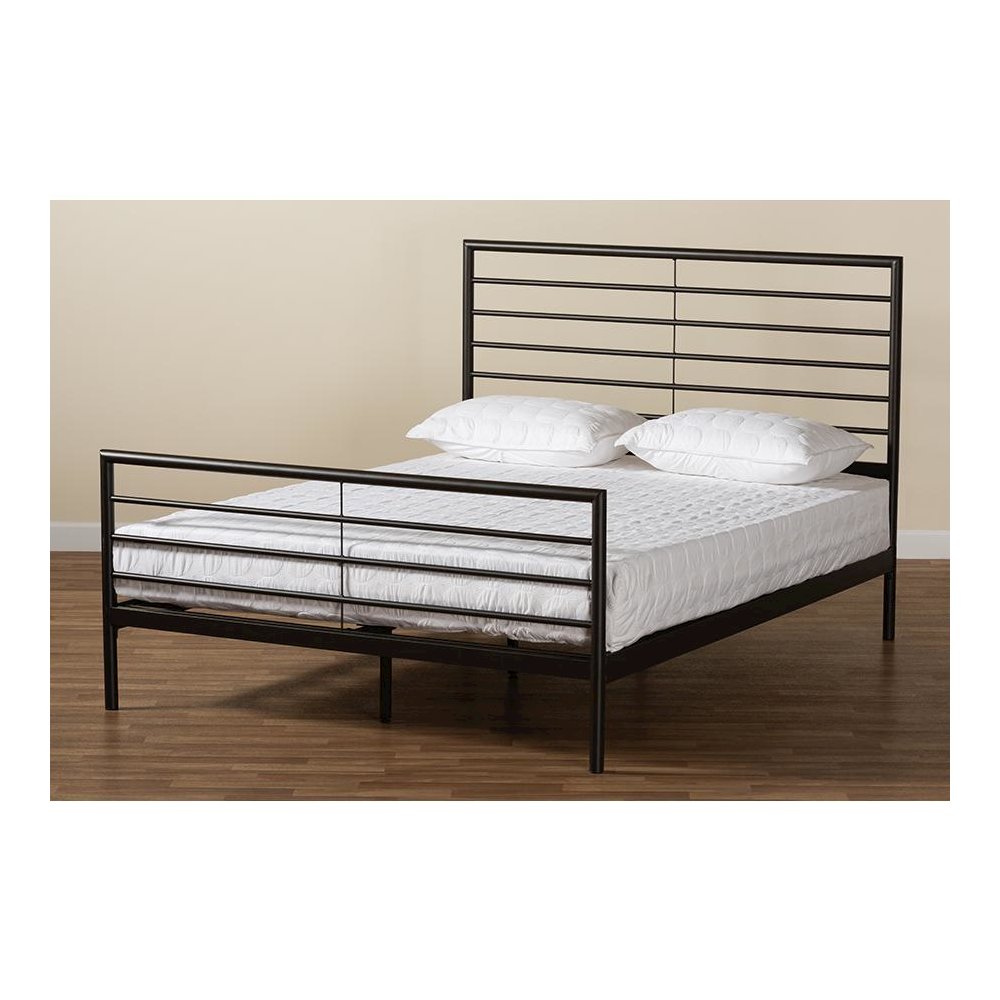 Baxton Studio Alva Modern and Contemporary Industrial Black Finished Metal Full Size Platform Bed