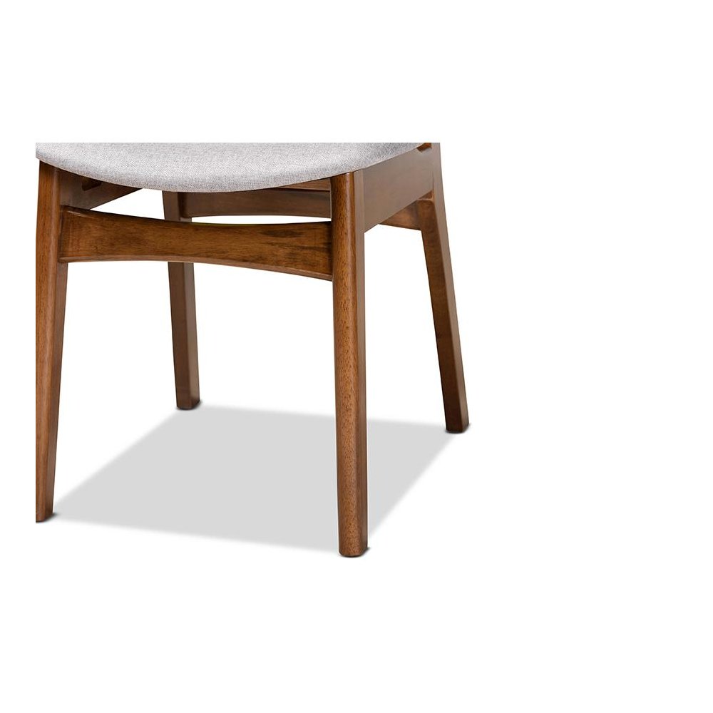 Grey Fabric Upholstered and Walnut Brown Finished Wood 2-Piece Dining Chair Set