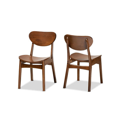 Katya Mid-Century Modern Walnut Brown Finished Wood 2-Piece Dining Chair Set