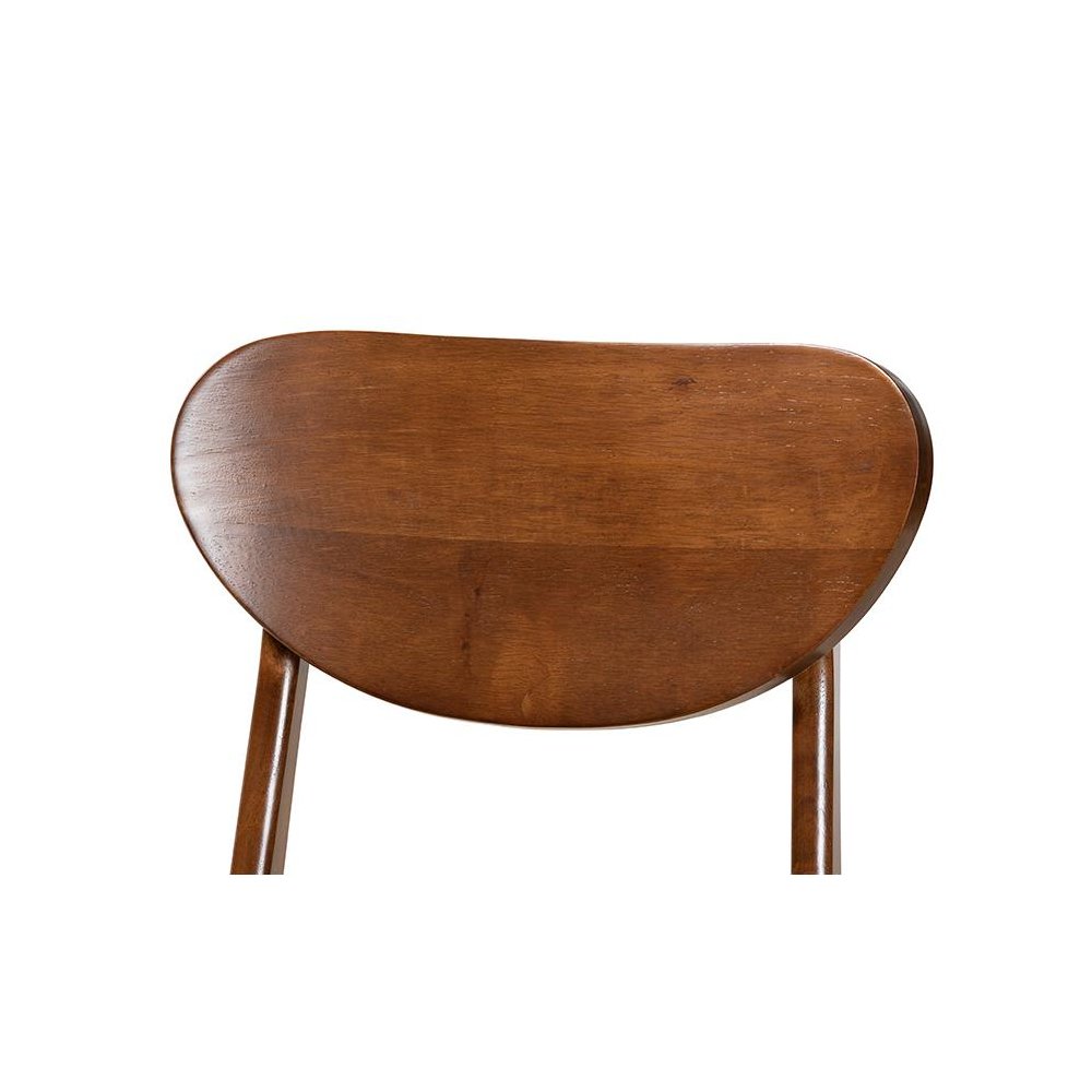 Katya Mid-Century Modern Walnut Brown Finished Wood 5-Piece Dining Set