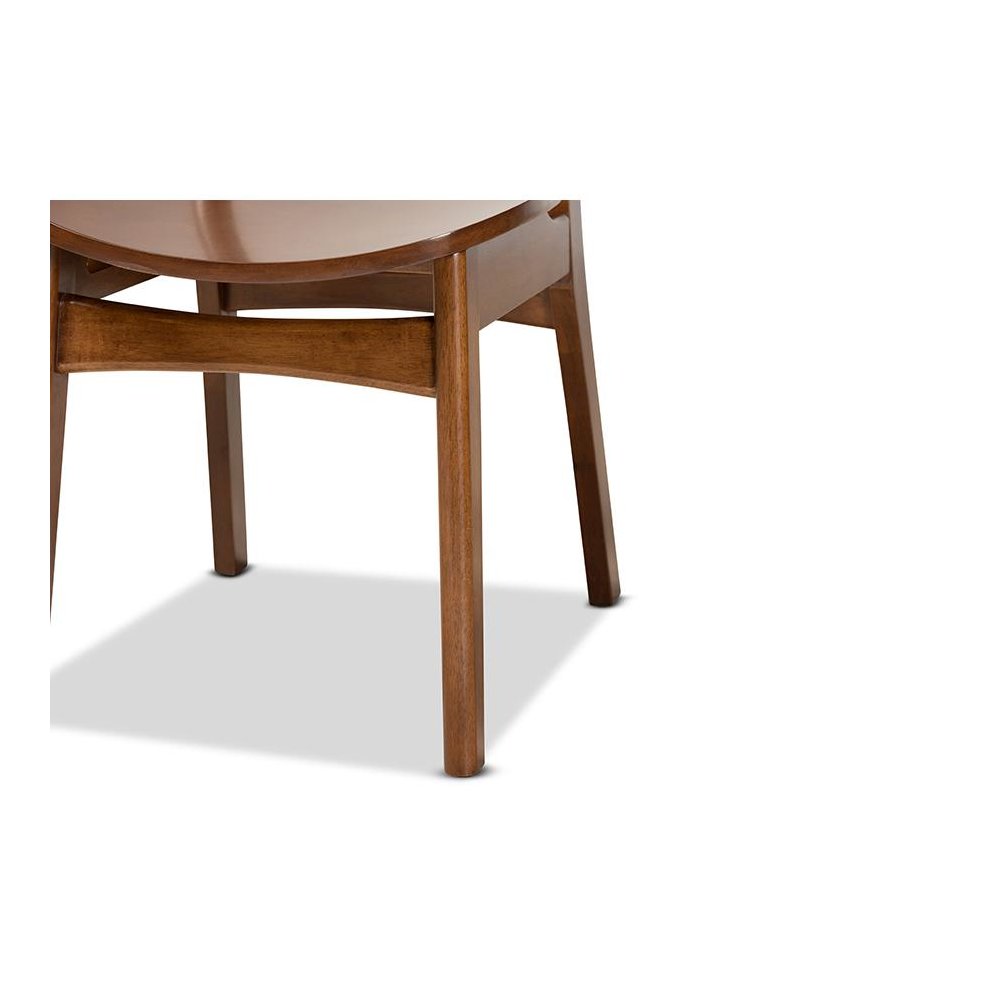 Katya Mid-Century Modern Walnut Brown Finished Wood 2-Piece Dining Chair Set